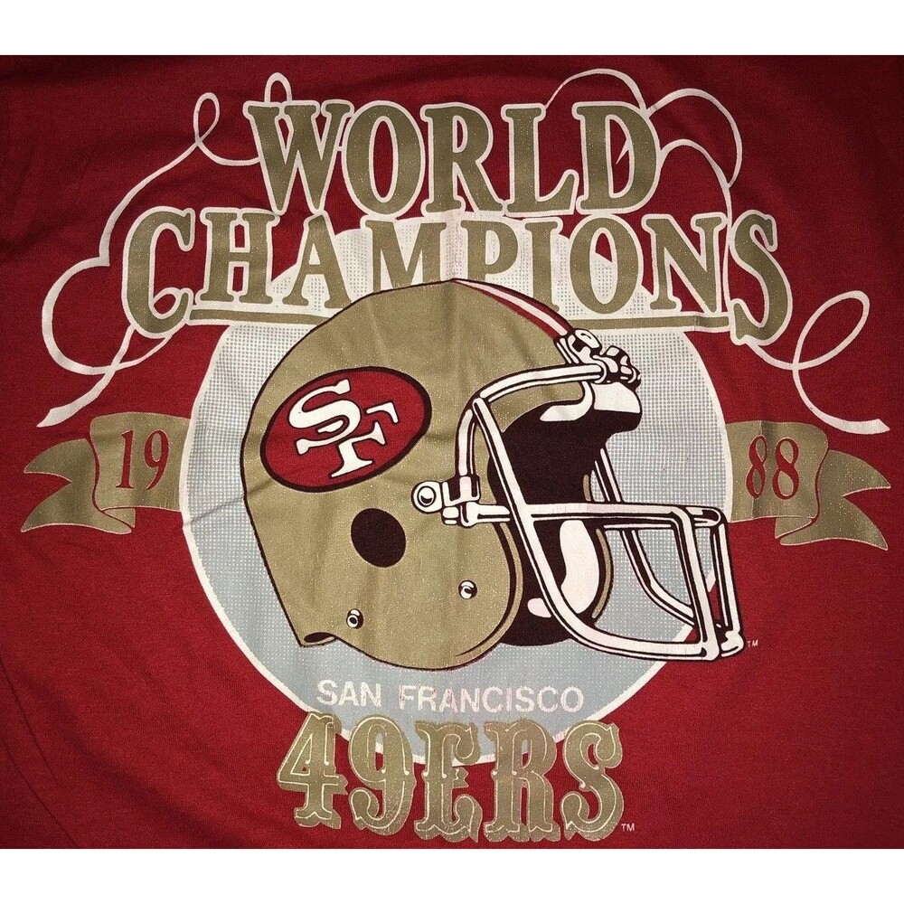 VTG SAN FRANCISCO 49ers 80s Super Bowl XXII 1988 Red 50/50 T-shirt Screen Stars